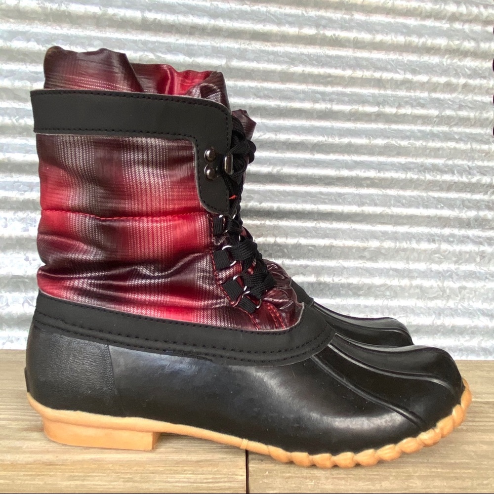 Sporto Women’s Black/Red Waterproof Rain Boots - Picture 3 of 6